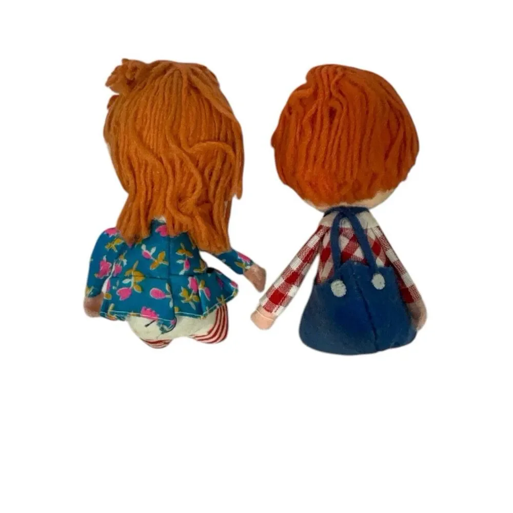 Vintage MCM Raggedy Ann Doll Big Head Christmas Flocked Ornaments